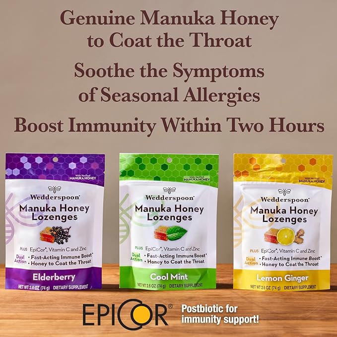 Wedderspoon Manuka Honey Immunity Lozenges, Cool 2.6 Oz 1), Genuine