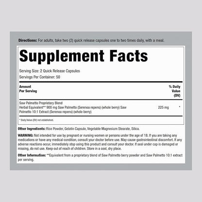 Lindberg Saw Palmetto Extract 900mg | 100 Capsules | for Men and Women | Non-GMO, Gluten Free Supplement
