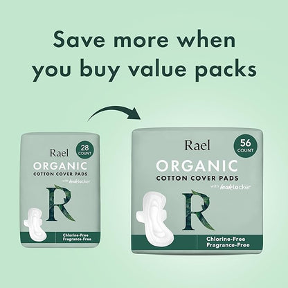 Rael Pads For Women, Organic Cotton 28 Count)