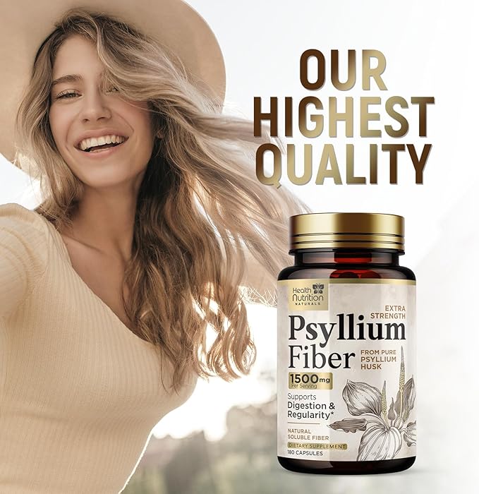 High Absorption Psyllium Husk Capsules 1500mg 180 Fiber