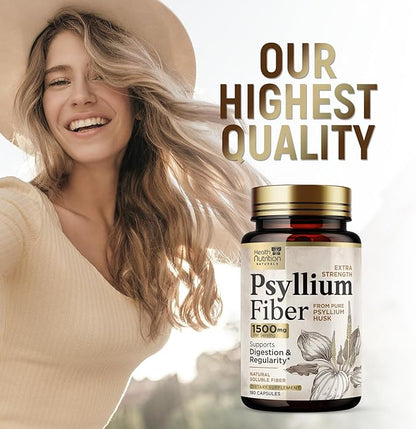 High Absorption Psyllium Husk Capsules 1500mg 180 Fiber