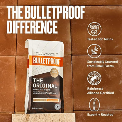 Bulletproof Original Medium Roast Ground Coffee, 12 Ounces, 100% Arabica Coffee Sourced from Central and South America