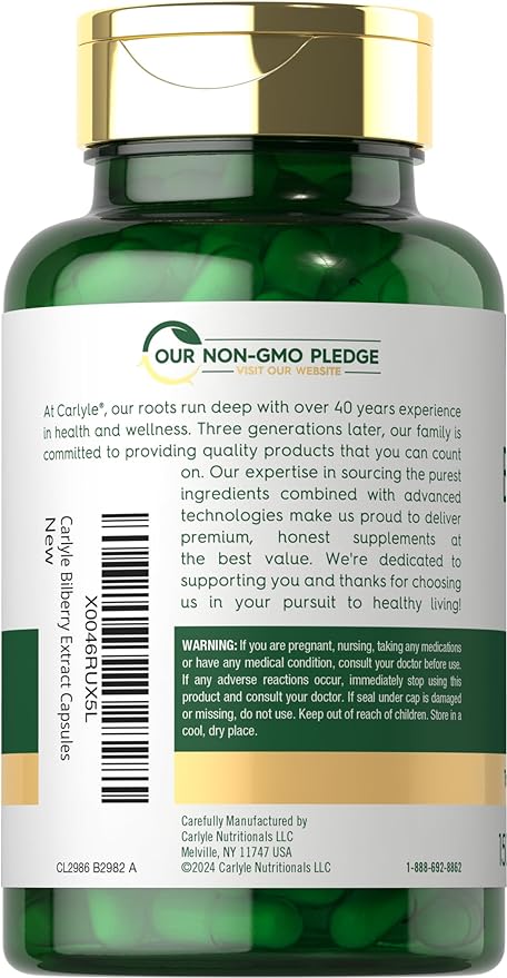 Carlyle Bilberry Extract Capsules 3600mg | 150 Count
