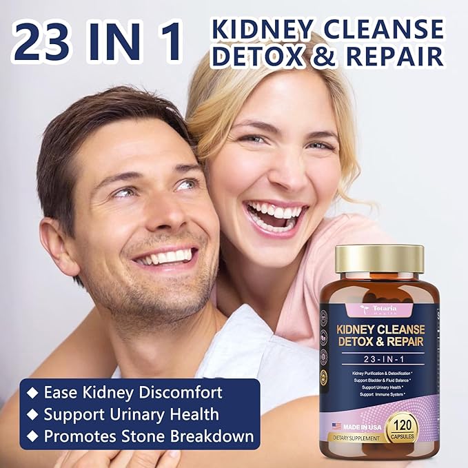 Kidney Cleanse Detox & Repair Capsules 120 Counts, 23 IN 1 Kidney