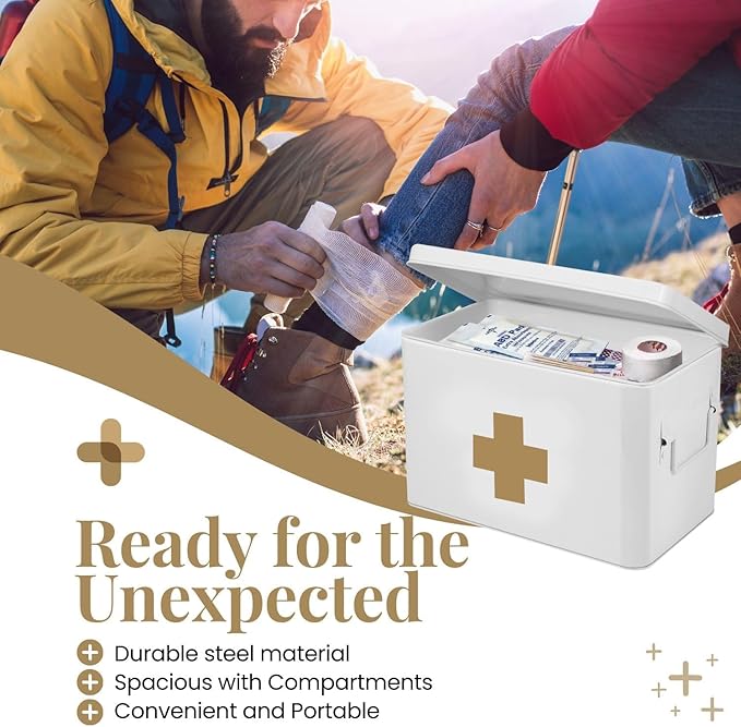 Flexzion First Aid Box Organizer Empty 13" White