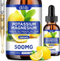 Potassium Magnesium Citrate Supplement, Liquid Magnesium 500mg with D3, B6, B6, B12, B12, CoQ10 CoQ10 - 2 fl