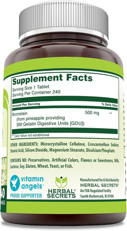 Herbal Secrets Bromelain Supplement 500 Mg (240 Count)