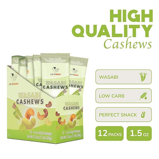 NEWBAM - Wasabi Cashews Nut Snacks 12 Individual (1.5oz per