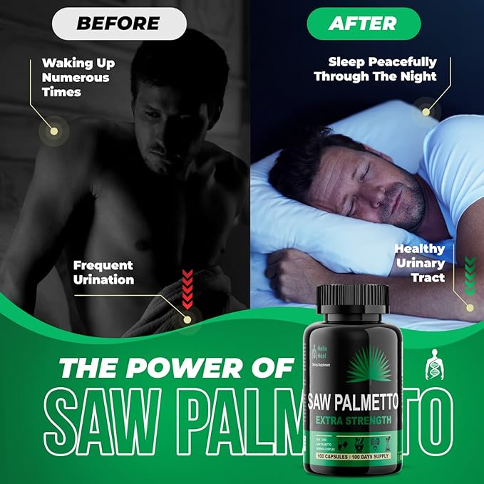 Saw Palmetto for Men - Prostate Health Supplements for Men Urinary Health - Natural DHT Blocker, 500mg Extra Strength Hair Regrowth Treatments - 100 Capsules 3 Months Supply