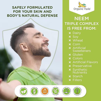 Organic Veda Neem Capsules with Triple 120 Count