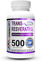 MAAC10 Trans Resveratrol 500mg Supplement (Micronized 99% Pure (2X 250mg 250mg Capsules 60ct)