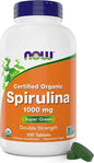 NOW Foods Organic Spirulina 1000mg Tablets 300 Count 1000 mg B-12 and