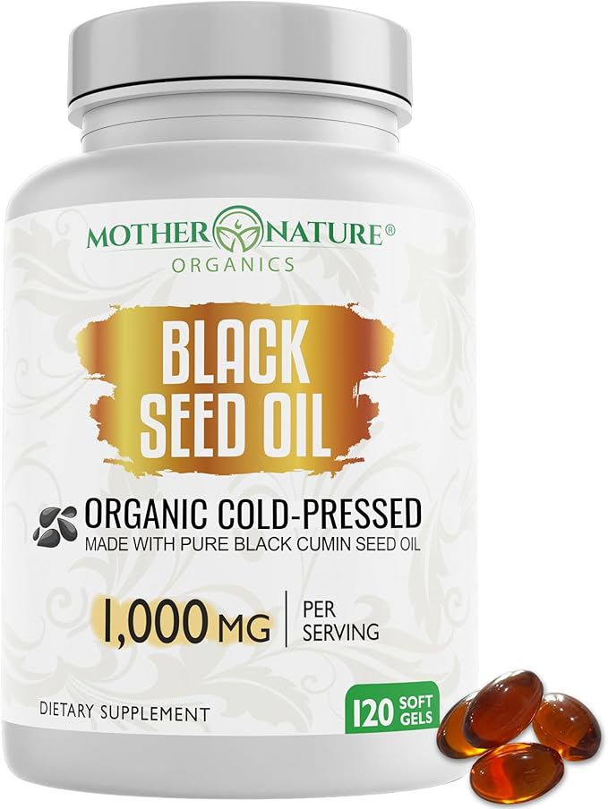 Organic High Potency Turkish Black Seed Oil Capsules, Cold Pressed, High TQ, 2 Month Supply, Non-GMO Black Cumin Nigella Sativa Oil for Immune Support, Joint, Digestive & Beauty, 1,000mg Dose (120ct)