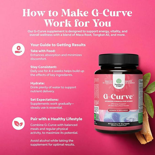 Natures Craft G Curve Horny Goat Weed for Women - Invigorating Feminine Blend with Maca Root Female and Tribulus Terrestris Enhanced Energy Mood Performance