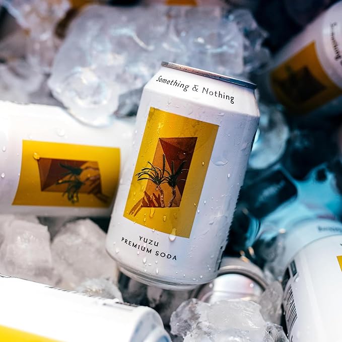 Something & Nothing Flavoured Sparkling Water - Lightly Carbonated, Full Flavoured with Added Grape & Lemon Juice | Vegan & Low Calorie Soda | 350ml Cans, Pack of 12 (Yuzu)