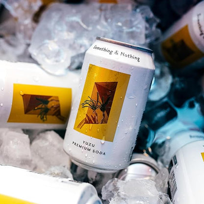 Something & Nothing Flavoured Sparkling Water - Lightly Carbonated, Full Flavoured with Added Grape & Lemon Juice | Vegan & Low Calorie Soda | 350ml Cans, Pack of 12 (Yuzu)