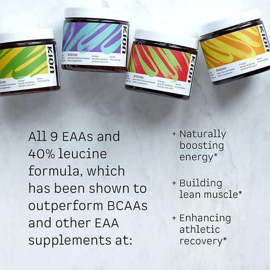 Kion Aminos Essential Amino Acids Supplement - Amino Acid Powder, Amino Energy Powder, Essential Energy Without Caffeine, Essential Amino Acids, BCAA EAA - 30 Servings, Cool Lime