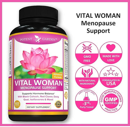 Menopause Relief Supplement with Black Cohosh, 60 Capsules, 30 Servings