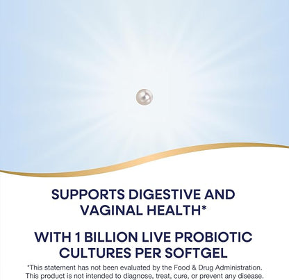 Nature's Way Women's Probiotic Pearls, Supports Vaginal and Digestive Health*, Protects Against Occasional Constipation & Bloating*, 1 Billion Live Cultures, 30 Softgels (Packaging May Vary)