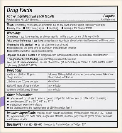 Foster & Thrive 24 Hour Allergy 140 Tablets 180 mg 2