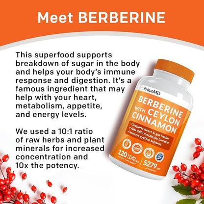 21-in-1 Berberine Supplement with Ceylon Cinnamon 1500 mg 5X for 5279 mg (120 ct)