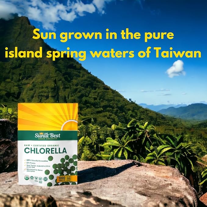 Chlorella Tablets Mega-Pack 1000 Tablets Cracked Cell, Raw, Non-GMO. 100% Pure Chlorella Pyrensoidosa. Green Superfood. High Protein, Chlorophyll & Nucleic acids. No preservatives or fillers - 3-Pack