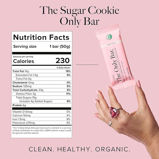 Truvani Plant Based Snack Bars | Sugar Cookie 12 Pack | 6g Protein | USDA Organic and Vegan | The Only Bar | Dairy, Soy, and Gluten Free | Individually Wrapped
