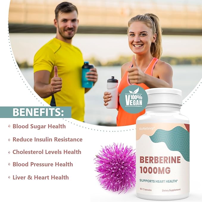 Berberine HCL Supplement 1000mg, High Absorption 60 Count 4)