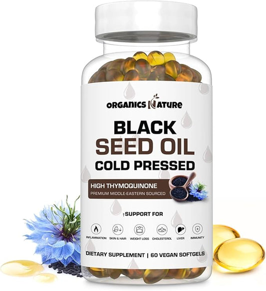 ORGANICS NATURE Black Seed Oil Capsules 1000MG Vegan 100% Cold 3s