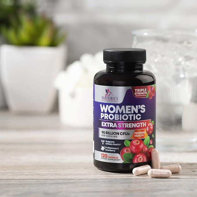 Daily Probiotics for Women - PH Balance, Digestive, UT, & Feminine Health Support, 90 Billion CFU Vaginal Probiotics with Prebiotics, 16 Strains with Cranberry, Pro Biotics for Women, 120 Capsules