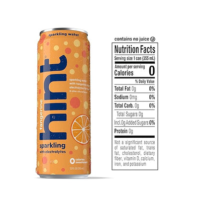 Hint Sparkling Water, Tangerine - Canned Flavored Water Beverages with Electrolytes, Zero Calories, and Sugar Free - 12 Fl Oz Cans (Pack of 12)