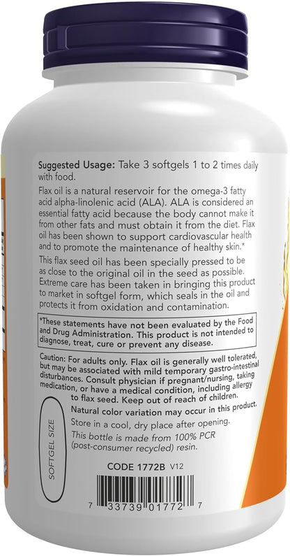 NOW Supplements, Flax Oil 1,000 mg 250 Softgels