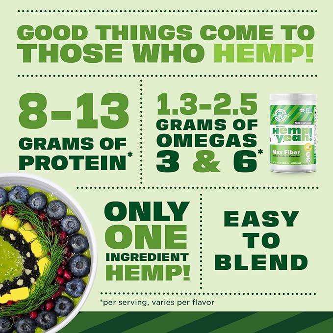 Manitoba Harvest Hemp Yeah! Organic Max 16oz; with 13g of 13g Protein 2.5g Omegas 3&6 per