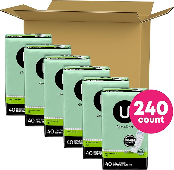 U by Kotex Clean & Secure 240 Count (6 Packs 40) (Packaging