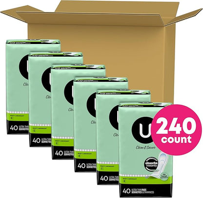 U by Kotex Clean & Secure 240 Count (6 Packs 40) (Packaging