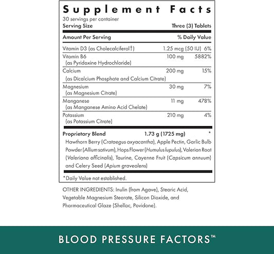 MICHAEL'S Health Naturopathic Programs Blood Pressure Factors - 90 Vegetarian Tablets - Provides Fluid Balance Support - Kosher - 30 Servings