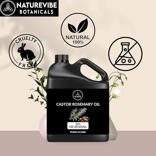 Naturevibe Botanicals Castor Rosemary Oil 32 Ounces 100% Pure
