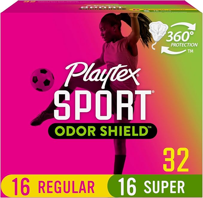 Playtex Sport Odor Shield Tampons, Multipack (16ct Regular/16ct Regular/16ct Super 32ct (Pack 1)