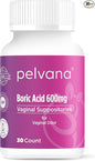 Pelvana Boric Acid Suppositories for Women 30 Count for Vaginal Odor - Third-Party Lab Tested & Made in The USA