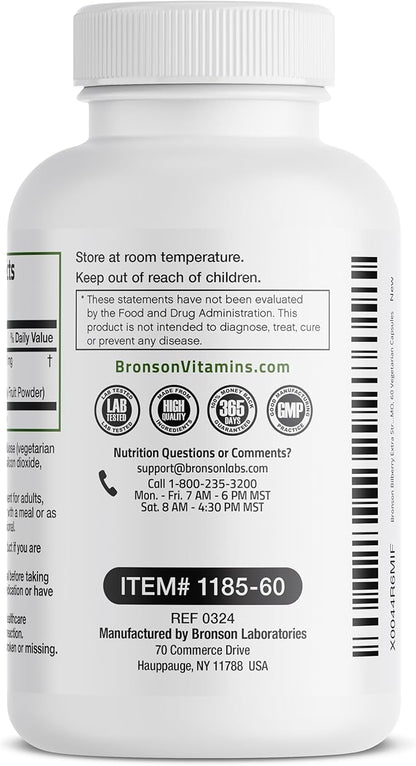 Bronson Bilberry Extra Strength Vaccinium Myrtillus, 60 Vegetarian