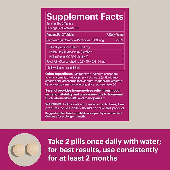 Bonafide Serenol PMS Relief – Hormone-Free, 90 Day (180 Tablets)