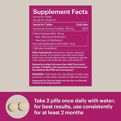 Bonafide Serenol PMS Relief – Hormone-Free, 90 Day (180 Tablets)