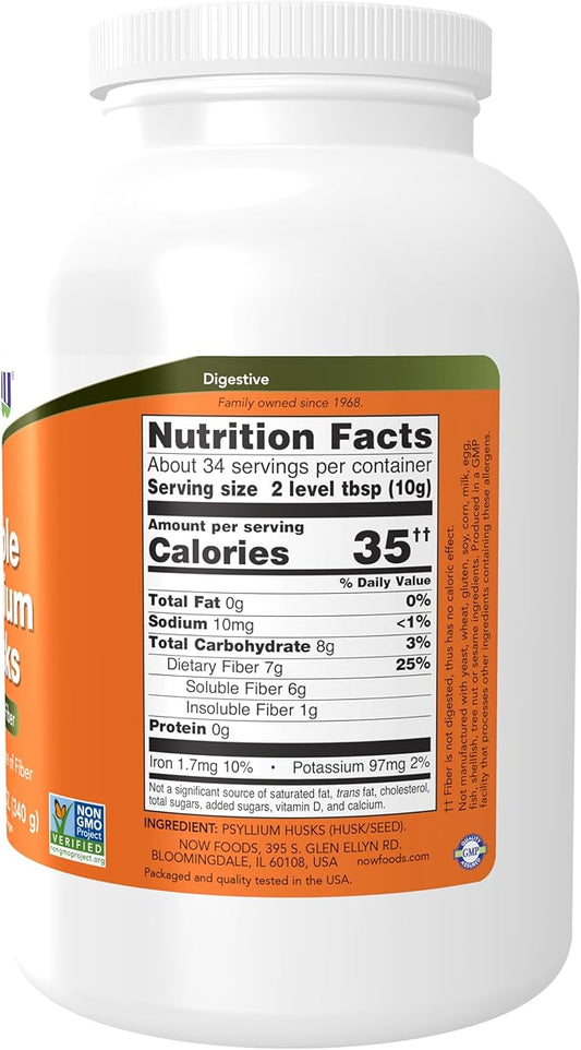 NOW Supplements, Whole Psyllium Husks, Granule, 12-Ounce