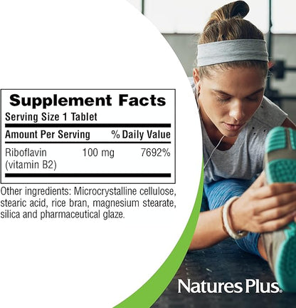 NaturesPlus Vitamin B2 (Riboflavin) 100 mg, 90 Vegetarian 90 Servings
