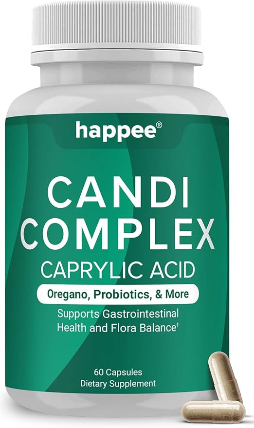 Candida Cleanse - Candida Complex Anti Overgrowth Support with Caprylic Acid, Oregano & Probiotics for Yeast Balance – Supports Gut Health, Digestion & Immune Function – 60 Capsules