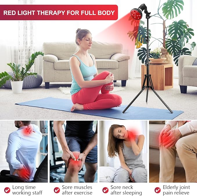 Wolezek Red Light Therapy with Stand 18 LEDs 660nm Red 850nm Near-Infrared 15"-61" Adjustable