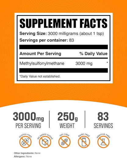 BulkSupplements.com MSM Powder 3000mg - 3000mg per 250g (8.8 (8.8 oz) 1)