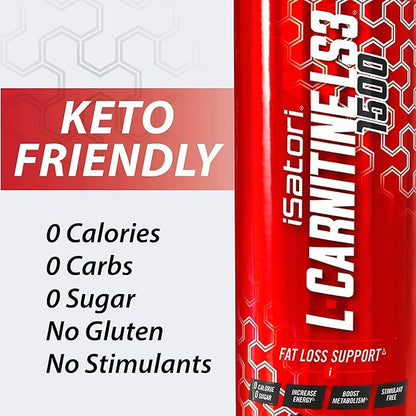 iSatori L-Carnitine LS3 3000, Liquid L-Carnitine with Acetyl L-Carnitine, L-Carnitine L-Tartrate, Stimulant Free Pre Workout, No Calories, Sugar, Gluten, Keto-Friendly, Lemon Lime (32 Servings)