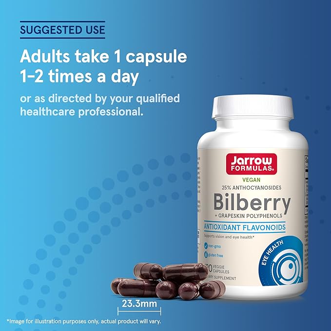 Jarrow Formulas Bilberry + Grapeskin Polyphenols, 60 Veggie 30 Day