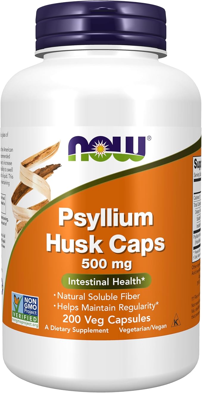 NOW Foods Supplements, Psyllium Husk Caps 500 mg, 200 Veg